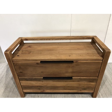 SANDY - Brown Chest of Drawers with 2 Drawers, Recycled Pine Wood