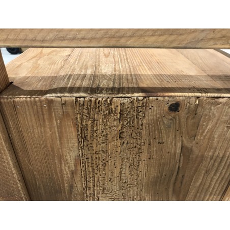 SECONDE MAIN | Commode marron 2 tiroirs bois Pin recyclé