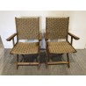Second Hand - Set of 2 Folding Armchairs - Oiled Acacia & Synthetic Rattan