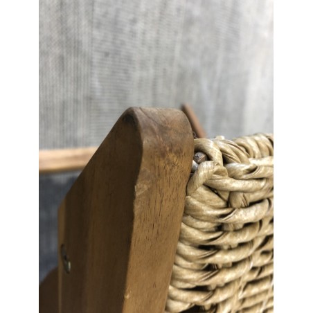 SECONDE MAIN - Lot de 2 fauteuils pliants acacia huilé et rotin synthétique