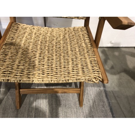 SECONDE MAIN - Lot de 2 fauteuils pliants acacia huilé et rotin synthétique