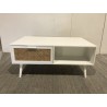 Table basse blanche - 2 tiroirs 1 niche - SECONDE MAIN