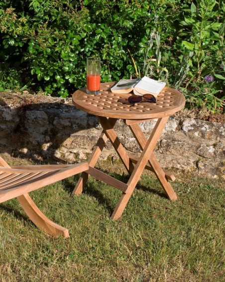 Table pique-nique de jardin ronde en bois Teck