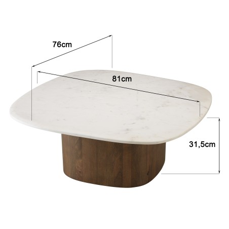 Mesa de centro 80x75 cm tablero de mármol blanco | Muebles Macabane