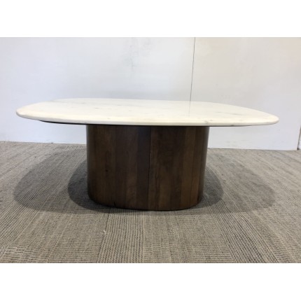 Table basse 80x75 cm plateau en marbre blanc | Meubles Macbane