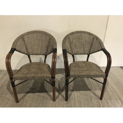 VIANNEY - Set of 2 Taupe Steel Bistro Garden Chairs
