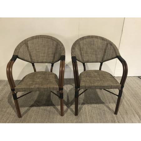 2er-Set Bistro-Gartenstühle Stahl Textilene taupe