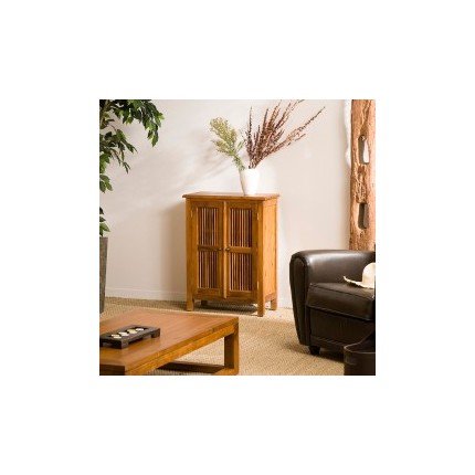 API Brown Cabinet with 2 Louvered Doors in Teak Wood