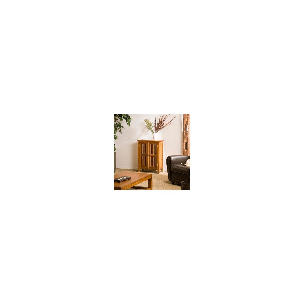 API Brown Cabinet with 2 Louvered Doors in Teak Wood