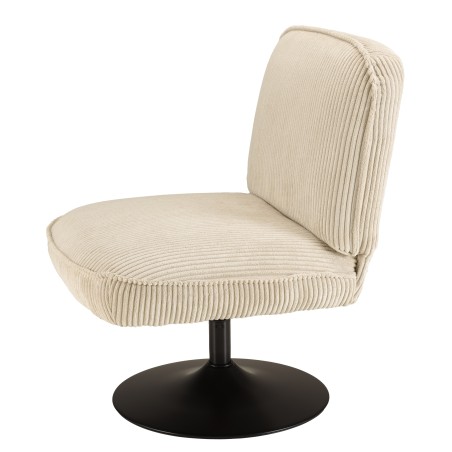 Fauteuil pivotant en velours côtelé beige AGATHE | Macabane