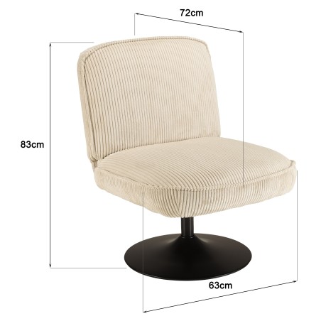 Beige AGATHE-draaifauteuil van ribfluweel | Macabane