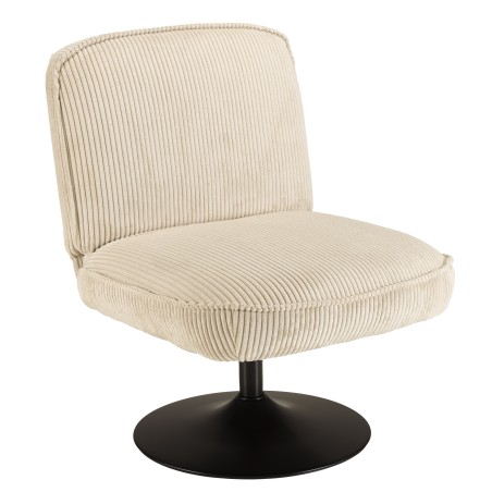 Poltrona girevole in velluto a coste beige AGATHE | Macabane