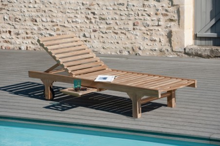 Bain de soleil en bois de teck massif