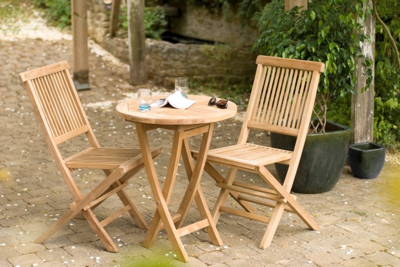 Table de jardin ronde en bois Teck - Qualité premium Table de jardin ronde en bois Teck - Qualité premium