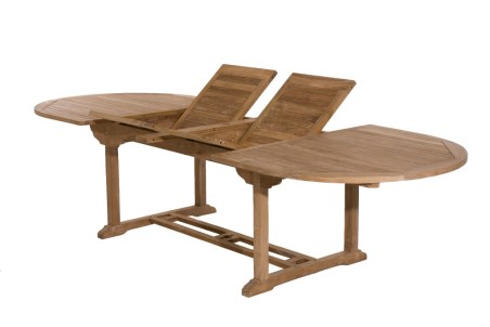Premium Teak Garden Table for 10/12 People - Oval Double Extension 200/300*120 cm