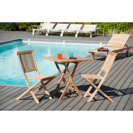 Table de jardin 2 personnes en bois Teck