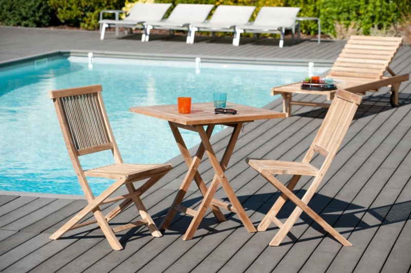 FUN Garden Table for 2 People - Square Folding 70x70cm Teak Wood FUN Garden Table for 2 People - Square Folding 70x70cm Teak Wood