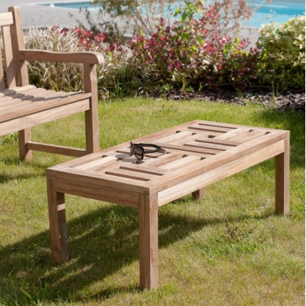 Table basse de jardin en bois Teck 100x50cm - Résistante aux intempéries