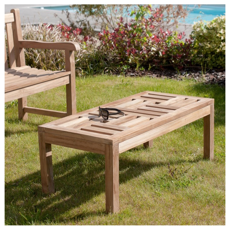 Table basse de jardin en bois Teck 100x50cm - Résistante aux intempéries Table basse de jardin en bois Teck 100x50cm - Résistante aux intempéries