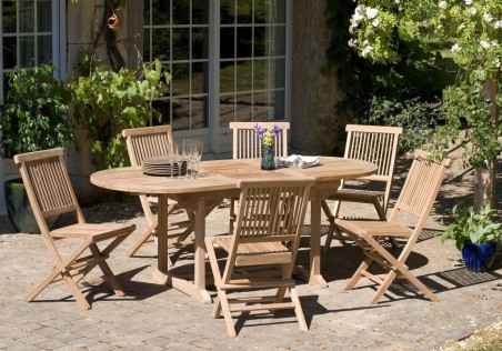 Ensemble de jardin en bois teck 6/8 pers