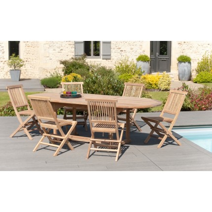Teak Wood Garden Furniture Set for 8/10 People - Premium Outdoor Dining Set