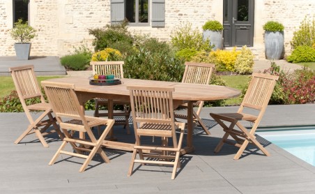 Salon de jardin en bois teck - 8/10 pers