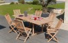 Ensemble de jardin en bois teck 8/10 pers - Table extensible et 4 chaises