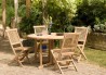 Ensemble de jardin en bois teck 4/6 pers - Table ronde et chaises