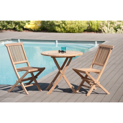 Fun Teak Wood Garden Set for 2 People - Premium Solid Teak Furniture