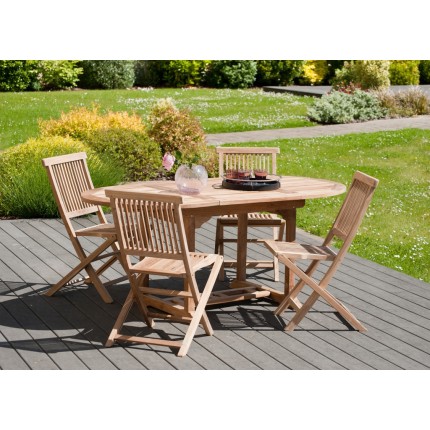 FUN Garden Table - Teak Wood - Oval - 120/180 x 90 cm