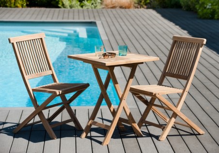 Ensemble de jardin en bois teck 2 personnes