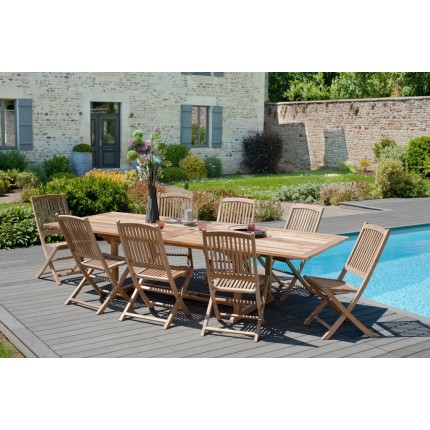 Salon de jardin en bois teck 10/12 pers.