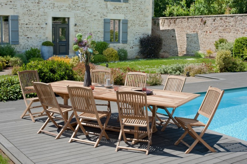 Salon de jardin en bois teck 10/12 pers. Salon de jardin en bois teck 10/12 pers.