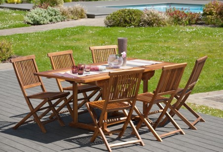 Table de jardin en bois Teck huilé - 4/6 personnes