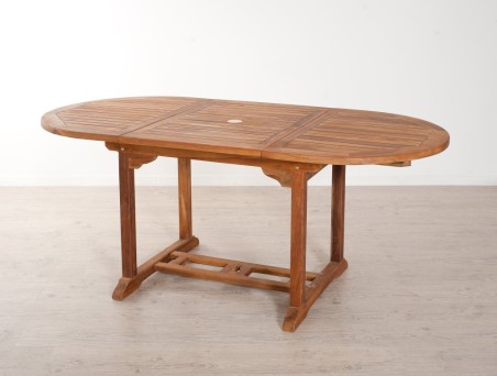 Table de jardin ovale extensible en bois Teck huilé