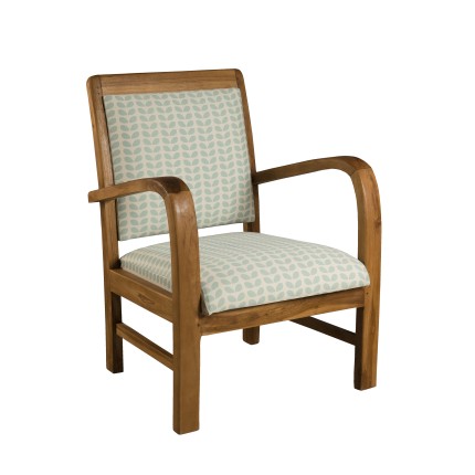 Fauteuil bois teck DAK - Tissu bleu clair - Design et confort