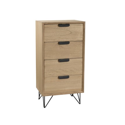Chiffonnier MARGAUX bois naturel 4 tiroirs