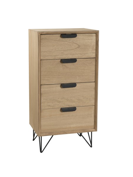 Chiffonnier MARGAUX bois naturel 4 tiroirs