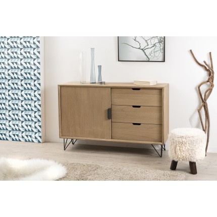 MARGAUX Natural Wood Sideboard with 1 Door and 3 Drawers