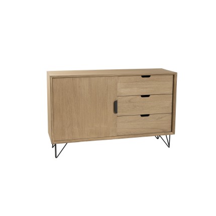 MARGAUX Natural Wood Sideboard with 1 Door and 3 Drawers