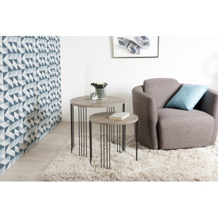 JULIA - Set of 2 Pedestal Tables with Metal Legs