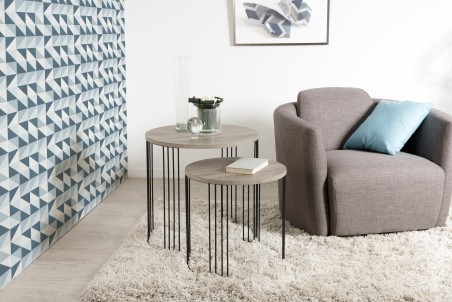 Set de 2 guéridons pieds métal JULIA