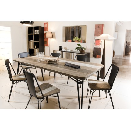 CARMEN - Dining Table 200x100cm Acacia Wood Metal Legs