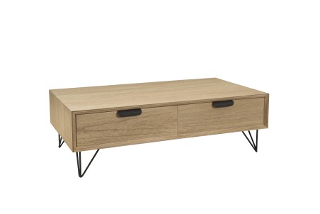 Table basse MARGAUX bois naturel 4 tiroirs
