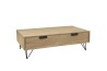 MARGAUX Natural Wood Coffee Table with 4 Drawers and Black Metal Legs