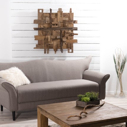 Décoration murale bois teck PAOLO 9 pièces