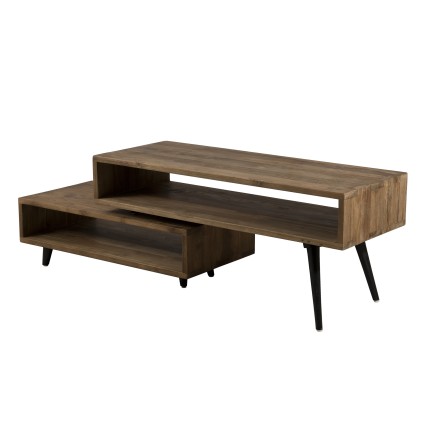 Meuble TV rotatif Sixtine - Teck recyclé - Design scandinave