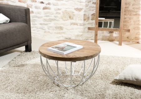 SIXTINE Round Coffee Table 60x60 cm - Recycled Teak Top