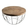 Table basse SIXTINE ronde 60x60cm teck recyclé métal blanc