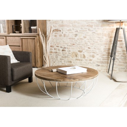 Table basse SIXTINE ronde teck recyclé 100x100cm
